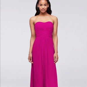 David’s bridal Long Strapless Chiffon Dress